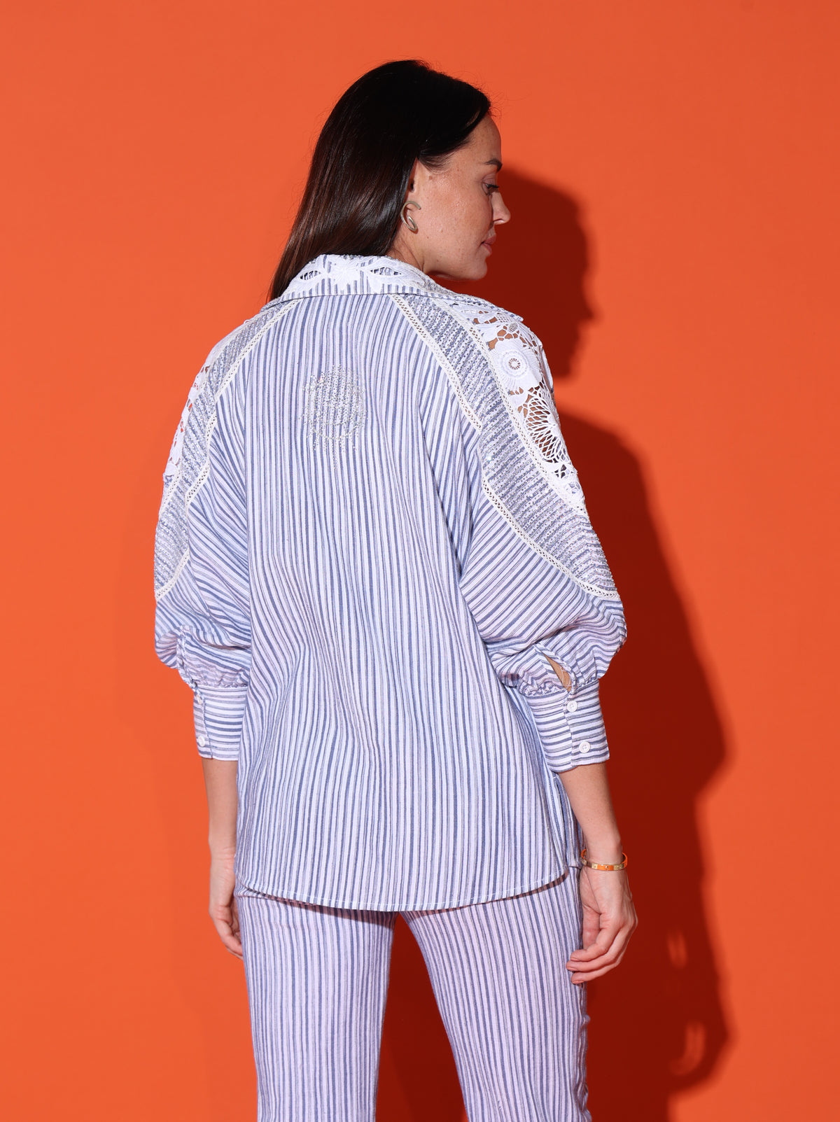 BLUE & WHITE PIN STRIPE SHIRT