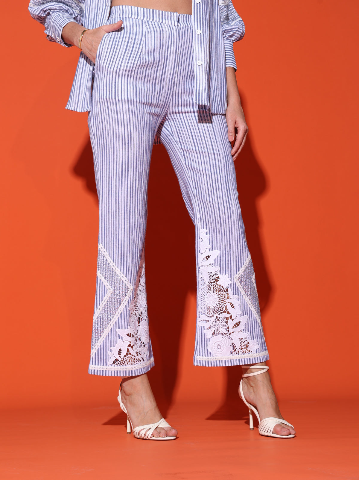 BLUE & WHITE PIN STRIPE CO-ORD SET