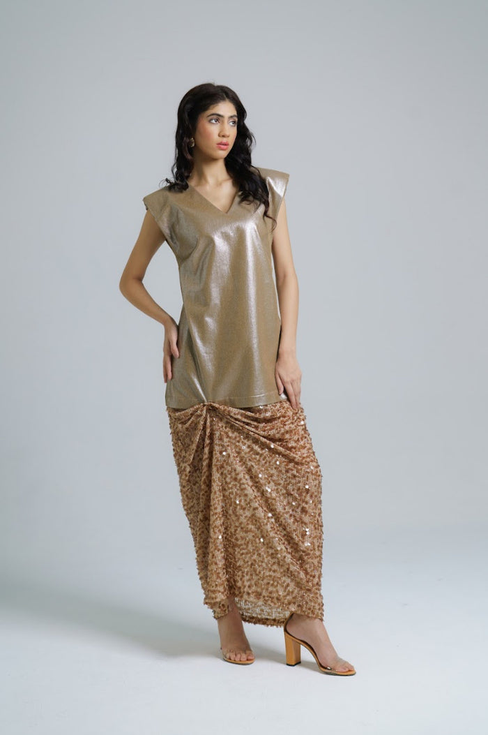 GLITZY DENIM LACE DRESS