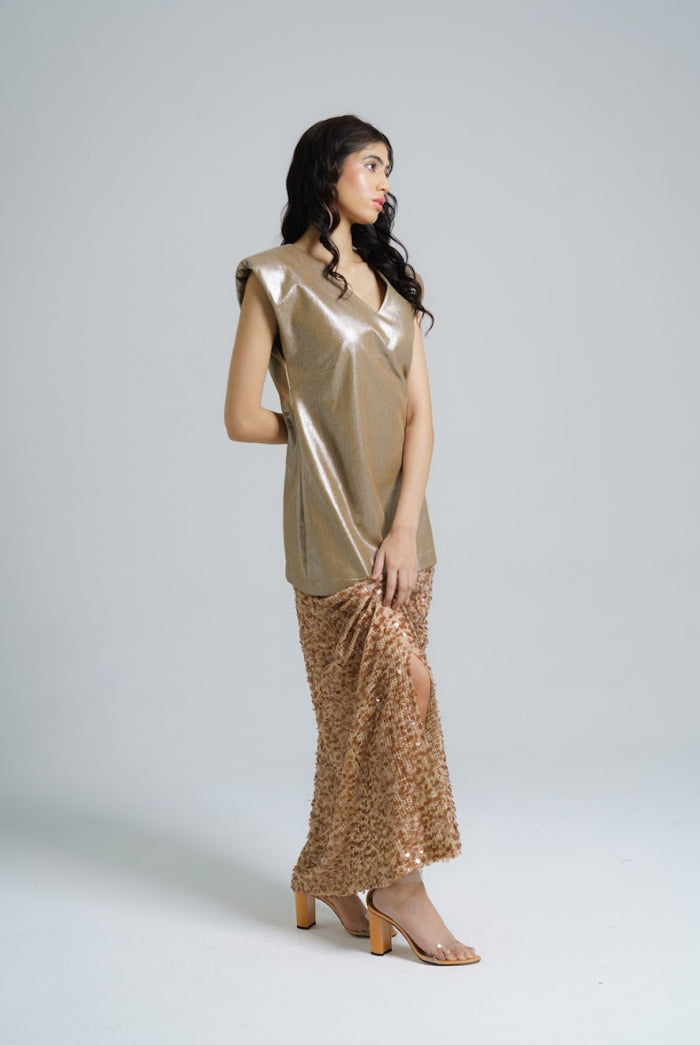 GLITZY DENIM LACE DRESS