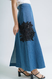 LACE X DENIM SKIRT